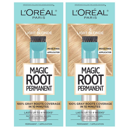L'Oreal Paris Magic Root Permanent Hair Color Kit, 100% Gray Hair Coverage In Just 10 Minutes, Precision Brush Applicator for Seamless Application, 4 Dark Brown (2 Count)