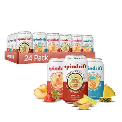 Spindrift Sparkling Water, 4 Flavor Variety Pack, Made with Real Squeezed Fruit, 12 Fl Oz (Pack of 20)