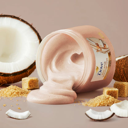 Dove Scrub Macadamia Rice Milk Body Scrub Exfoliates and Deeply 15 oz