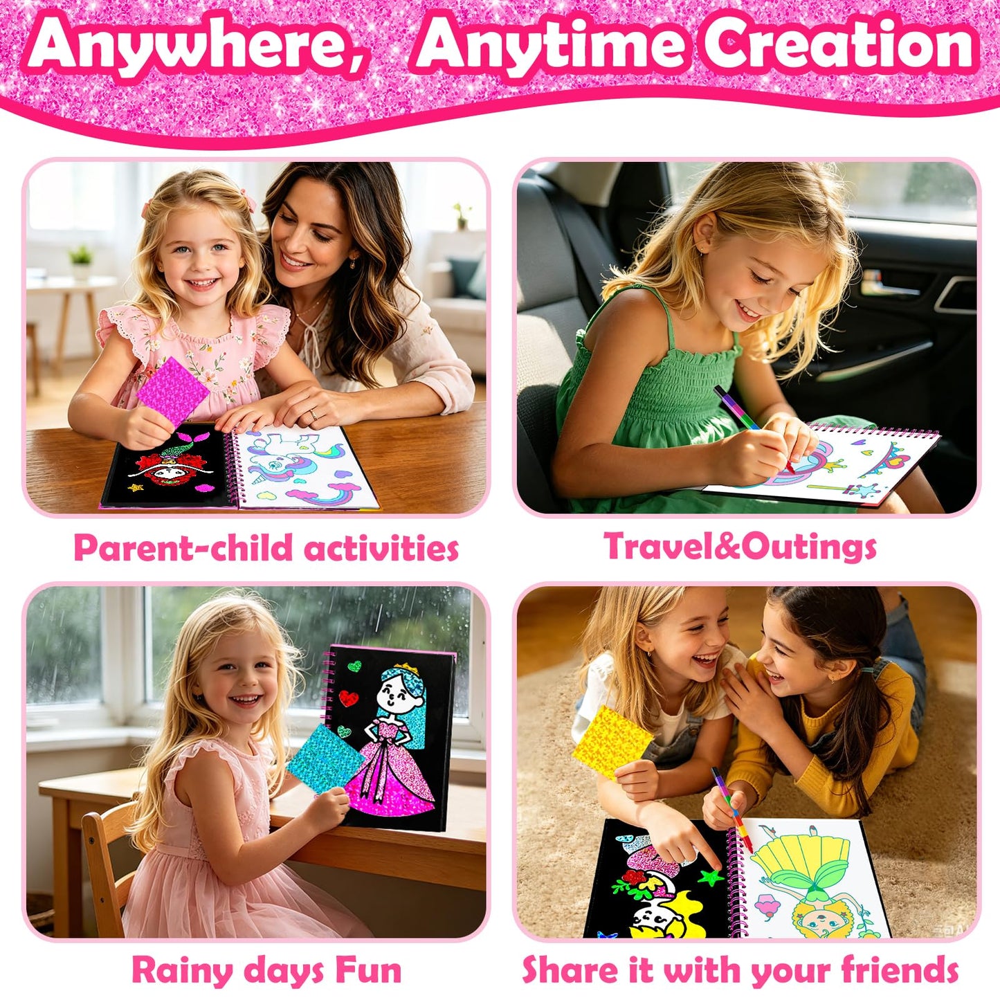 FUNNYB&G Foil Art Craft Kit for Kids, Sparkly Birthday Gift Toy for Boys