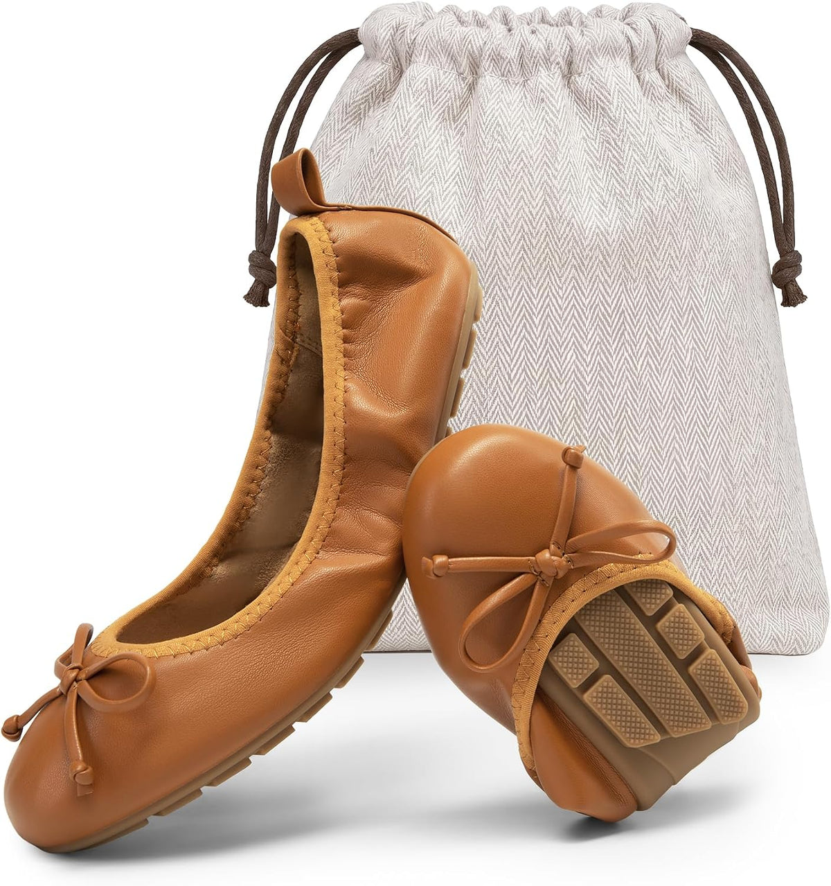 DREAM PAIRS Women's Foldable Bowknot Ballet Flats