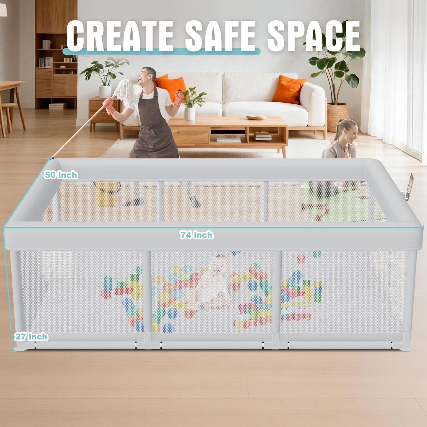 Hiaksedt Baby Playpen 50x50 Inch, Play Pens for Babies and Toddlers