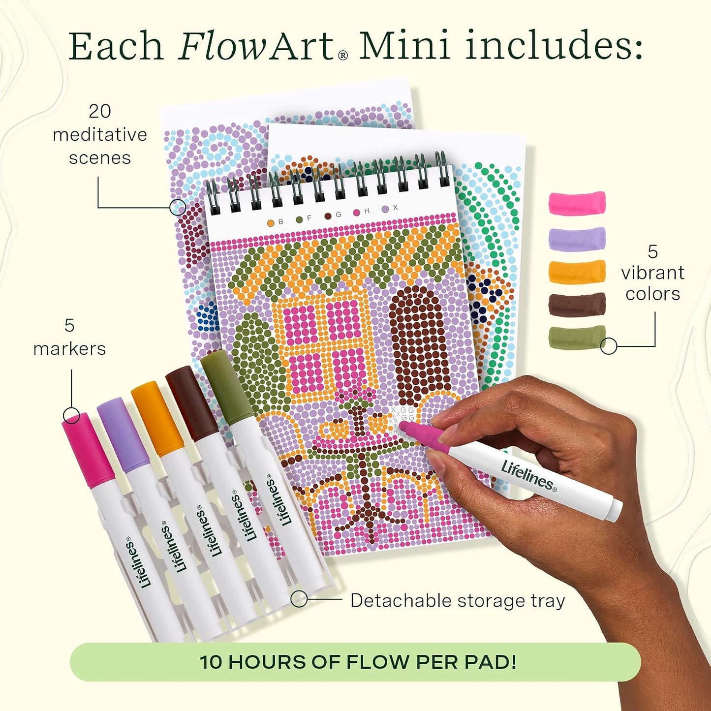 Lifelines FlowArt Mini Activity Pads, 3-Pack, Dot-by-Letter Coloring Books