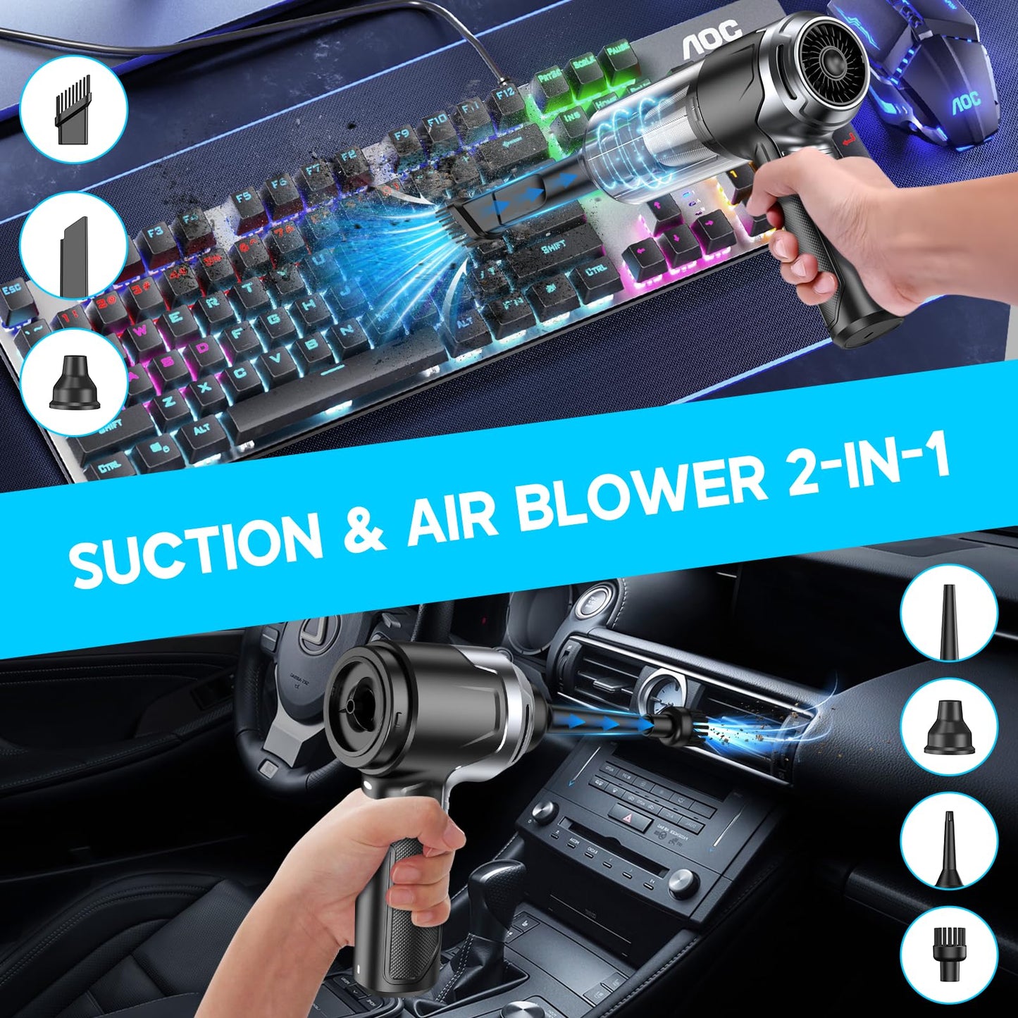 KMM Handheld Car Vacuum Cleaner, Hand Held Vacuum Cleaner and Air Duster