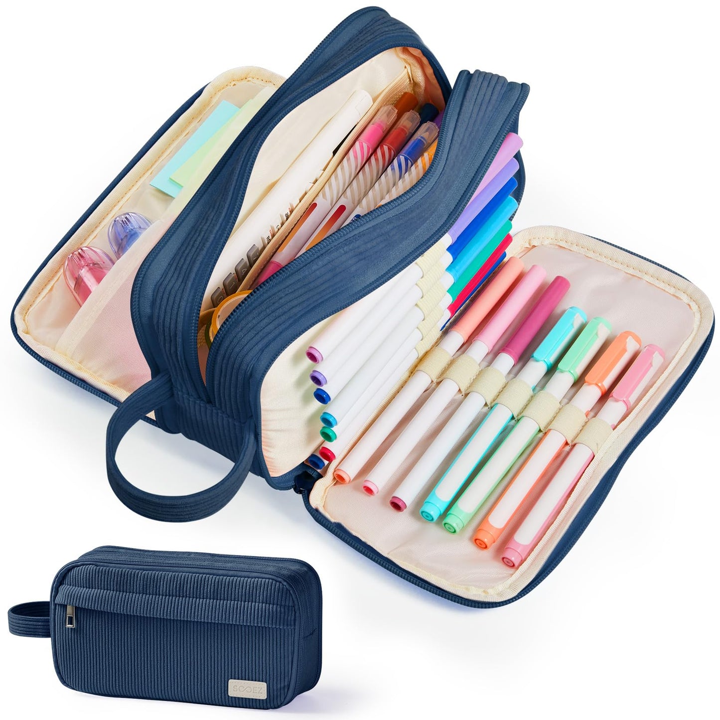 Sooez High Capacity Pencil Case, Soft Corduroy Pencil Pouch