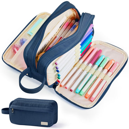 Sooez High Capacity Pencil Case, Soft Corduroy Pencil Pouch