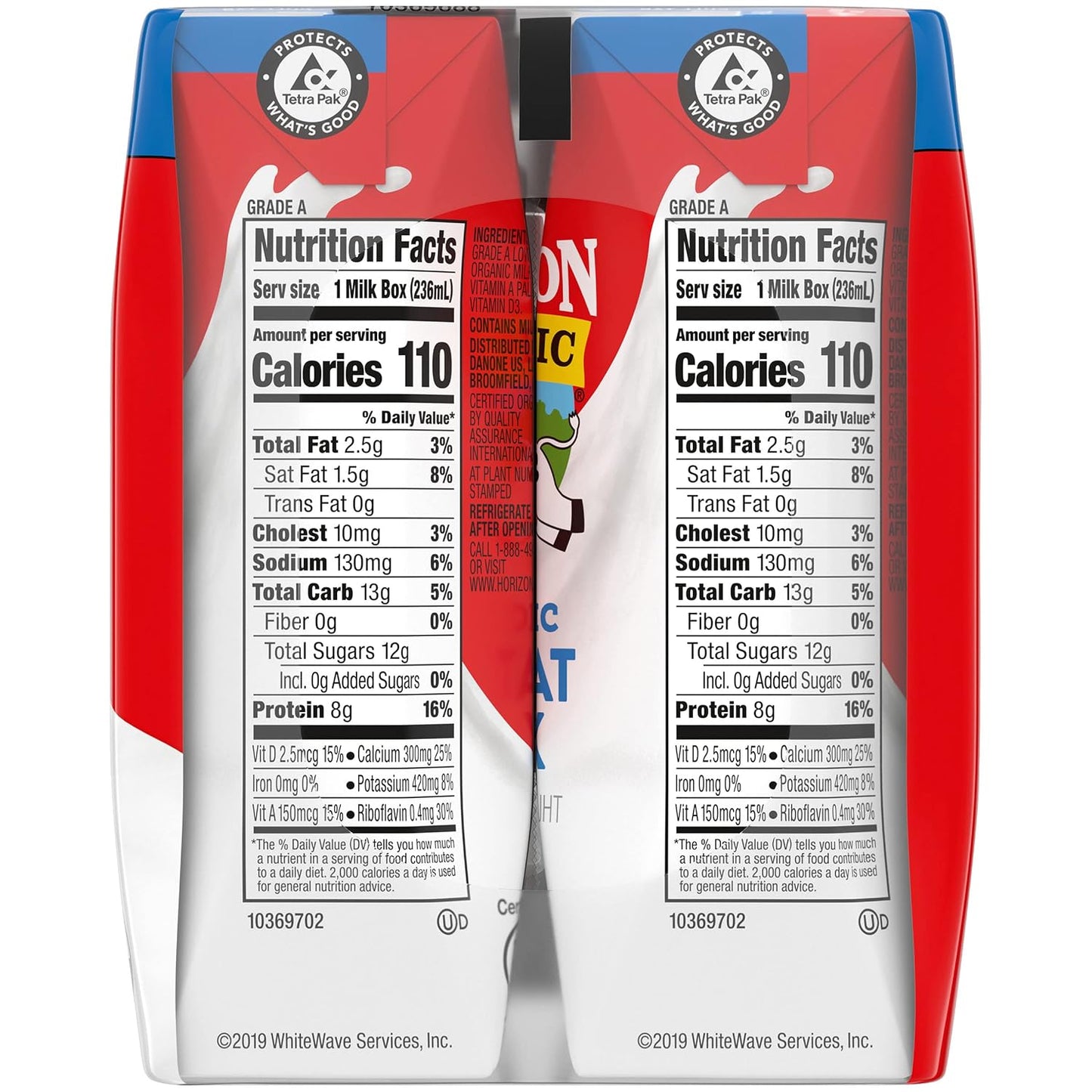 Horizon Organic Shelf Stable Whole Milk Boxes, Pack of 18-8g Protein per Serving