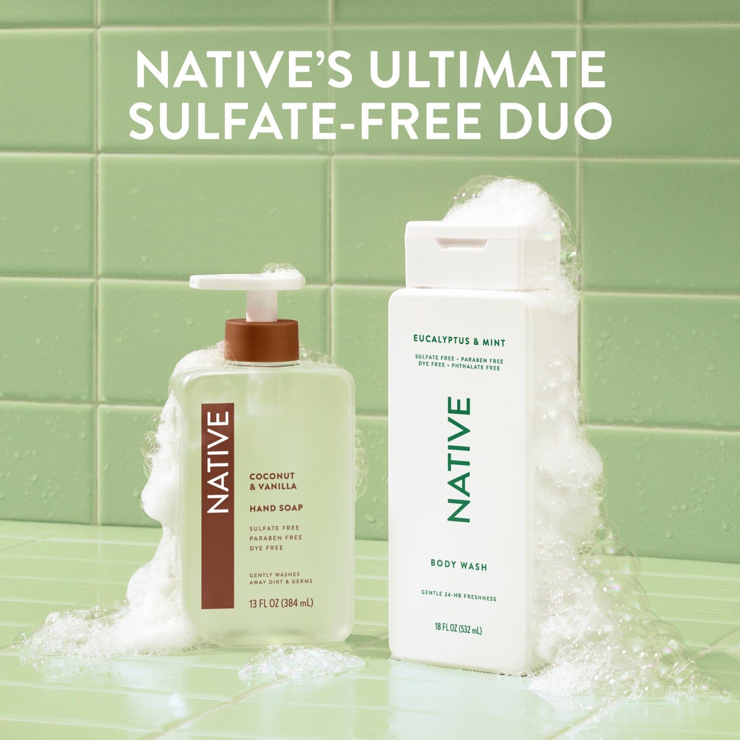 Native Clean Body Wash, Gentle & pH-balanced for Sensitive Skin, 24-Hr Freshness for Women & Men, Vegan & Cruelty-Free, Free of Sulfates, Parabens & Phthalates, Sandalwood & Shea Butter, 36 oz