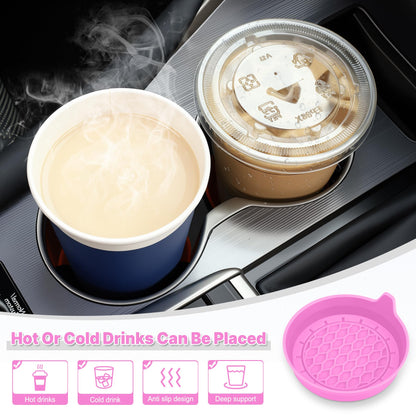 SINGARO Car Cup Holder Coaster, Silicone Cup Holder Insert, Universal Non-Slip Cup Holders, Car Accessories Interior for Women and Man Interior Sets 4 Pack Black