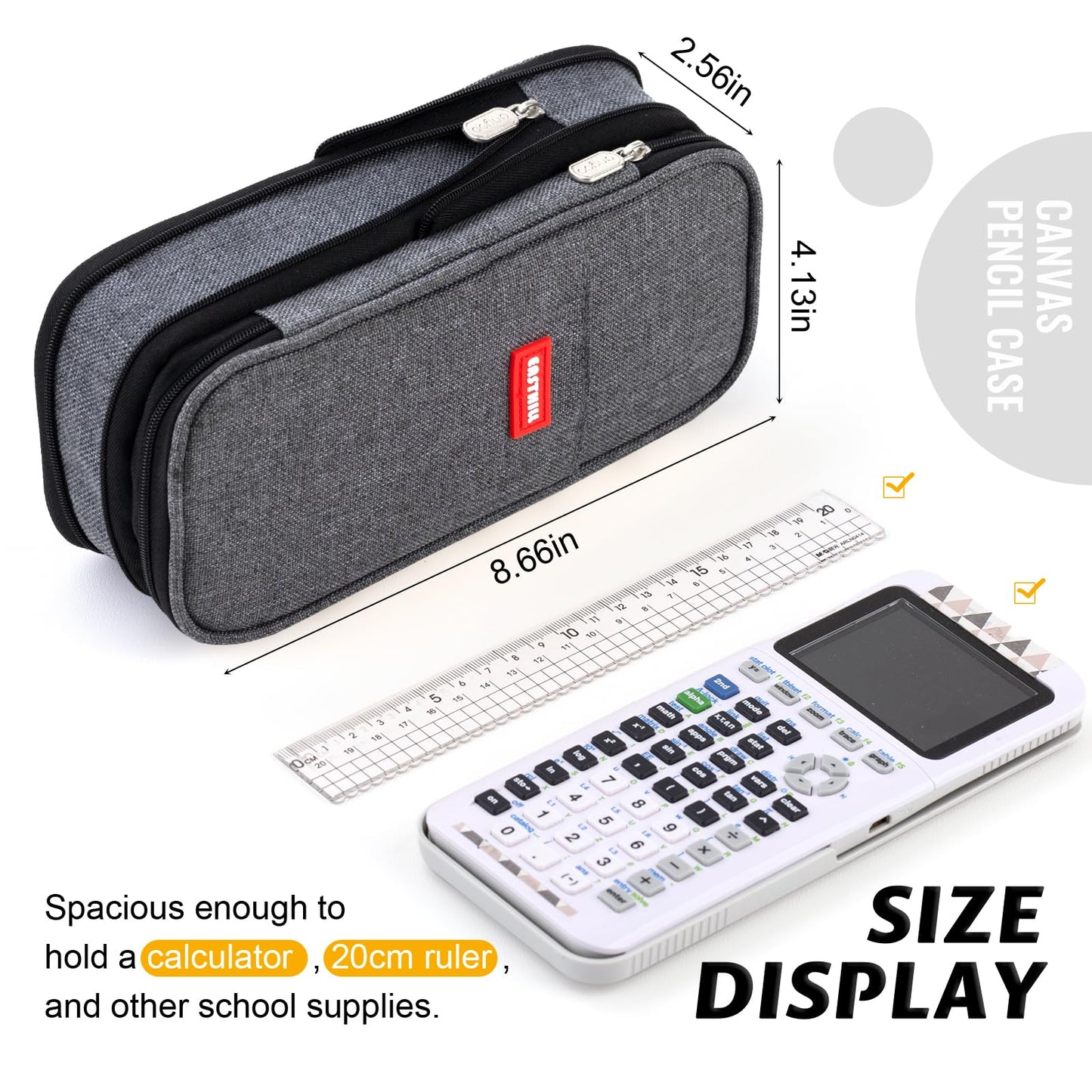 EASTHILL Big Capacity Pencil Pen Case Office College School Large Storage High Capacity Bag Pouch Holder Box Organizer Blue (Pink)