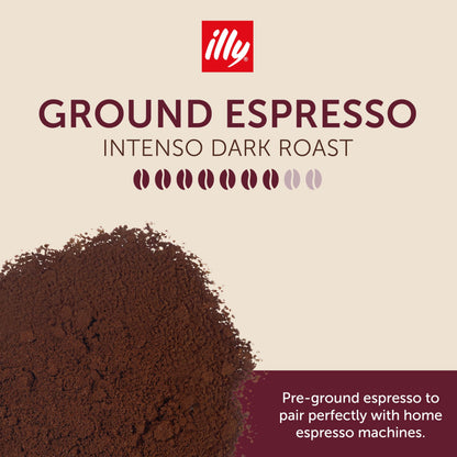 illy Intenso Ground Espresso Coffee, Bold Roast, Intense, Robust and Full Flavored With Notes of Deep Cocoa, 100% Arabica Coffee, No Preservatives, 8.8 Ounce Can (Pack of 1)