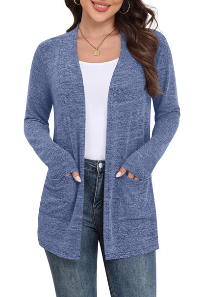 Yincro Women Lightweight Cardigan Long Sleeve Open Front with Pockets S-3XL