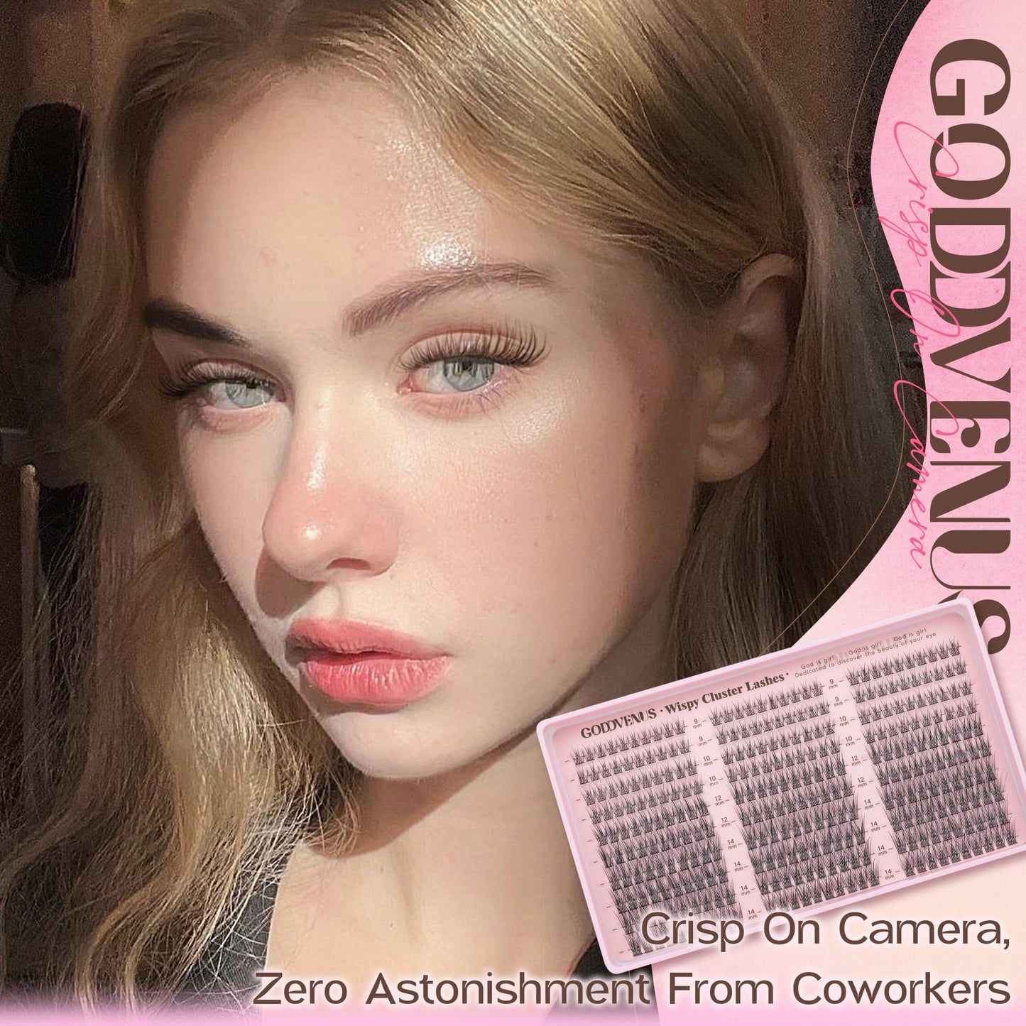 Goddvenus Brown Wispy Eye Lash Clusters Kit Natural Cluster Eyelash Extensions Kit False Eyelash Clusters Fluffy DIY Individual Lash Extensions Kit C Curl