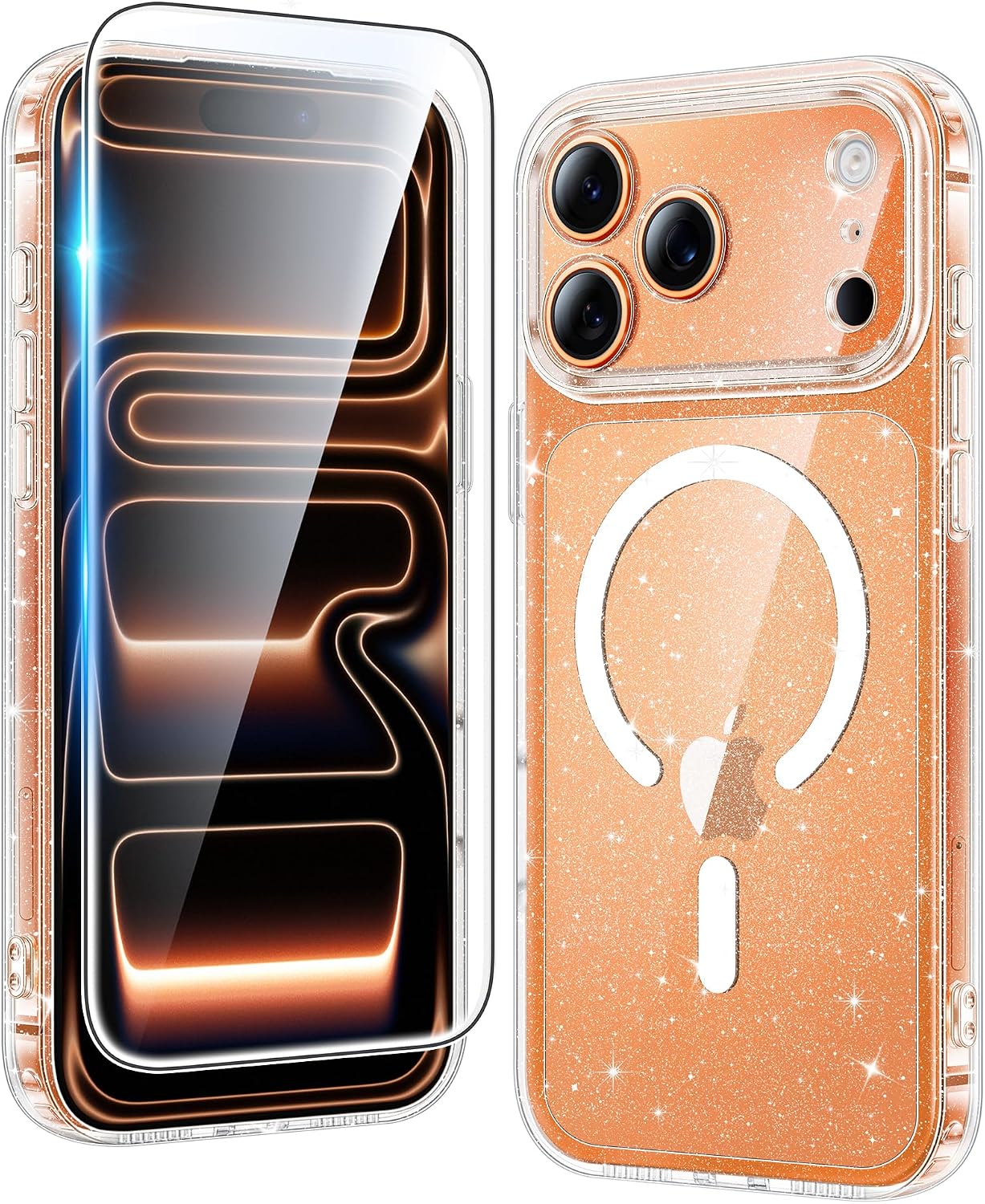 FNTCASE for iPhone 17 Pro Case Clear Magnetic with Screen Protector