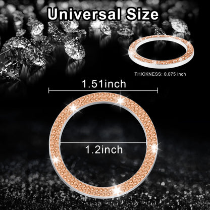LivTee 2 PCS Crystal Double Rhinestone Car Engine Start Stop Decoration Ring, Bling Car Interior Accessories for Women, Push to Start Button Cover Sticker, Automotive Decals, Light Green