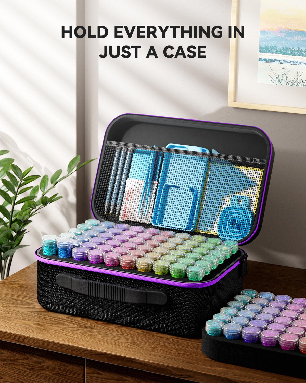 ARTDOT 60 Slots Storage Container for Diamond Art Kits for Adults, Portable Bead Storage Boxes for Diamond Painting Accessories and Tools