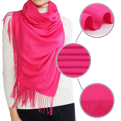 RIIQIICHY Women's Fringe Shawl Wrap Pashmina Scarf for Wedding Evening