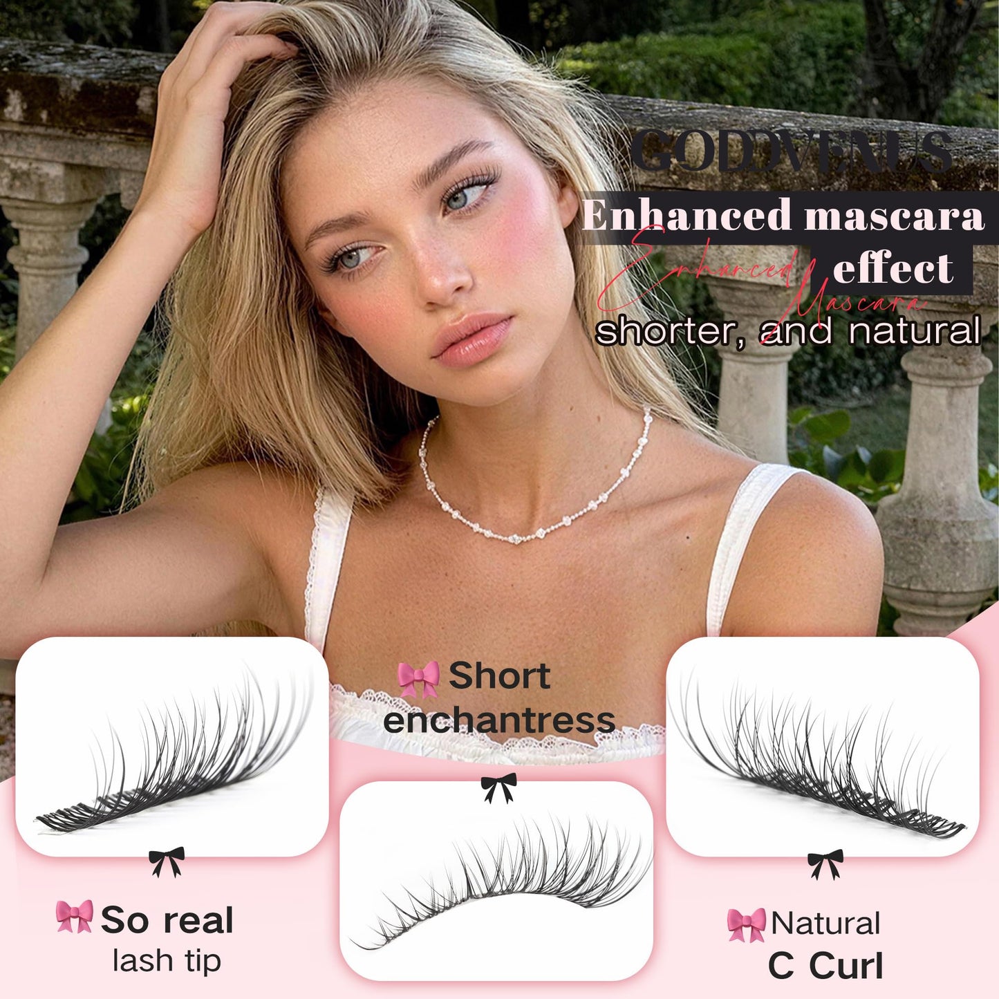 Goddvenus Brown Wispy Eye Lash Clusters Kit Natural Cluster Eyelash Extensions Kit False Eyelash Clusters Fluffy DIY Individual Lash Extensions Kit C Curl