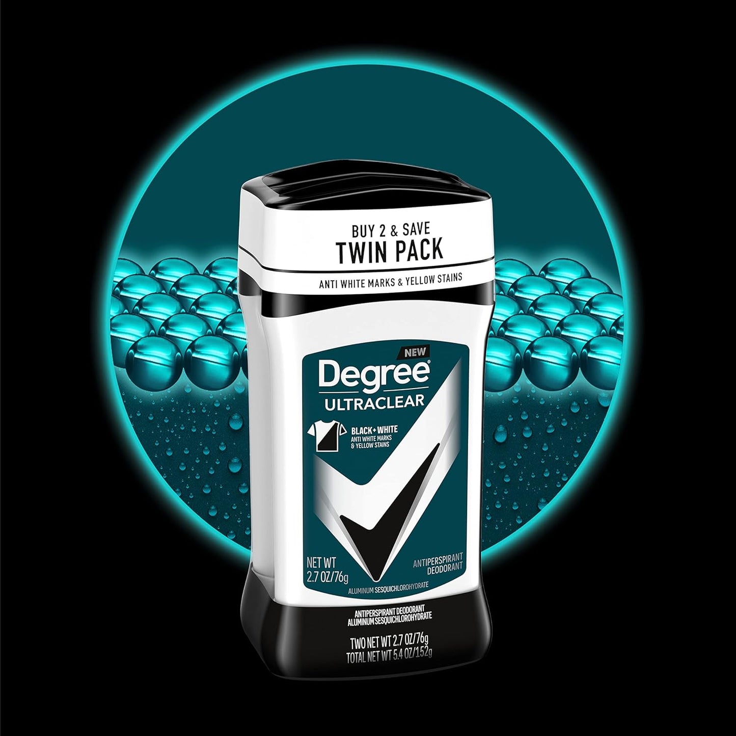 Degree Men UltraClear Antiperspirant Black+White Sweat & 2 Count 2.7 oz