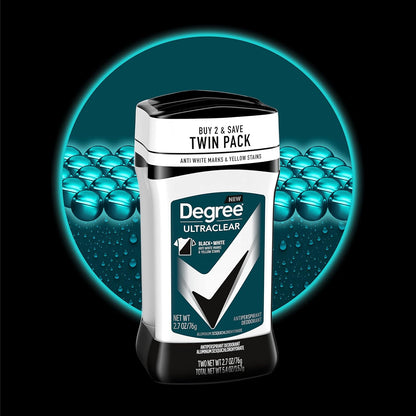 Degree Men UltraClear Antiperspirant Black+White Sweat & 2 Count 2.7 oz