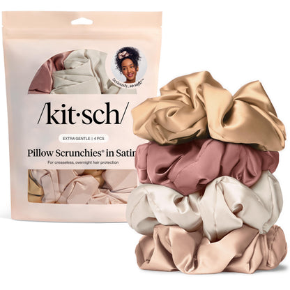 Kitsch Ultra-Petite Satin Scrunchies for Women - Eucalyptus, 6pcs