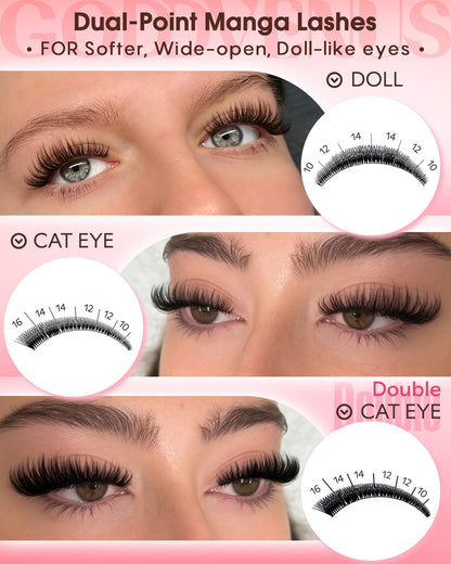 Goddvenus Brown Wispy Eye Lash Clusters Kit Natural Cluster Eyelash Extensions Kit False Eyelash Clusters Fluffy DIY Individual Lash Extensions Kit C Curl