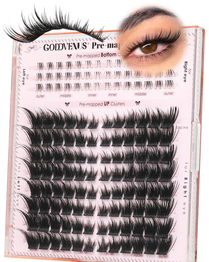 Goddvenus Pre-made Spikes Lash Clusters Wispy Manga Eyelash Clusters