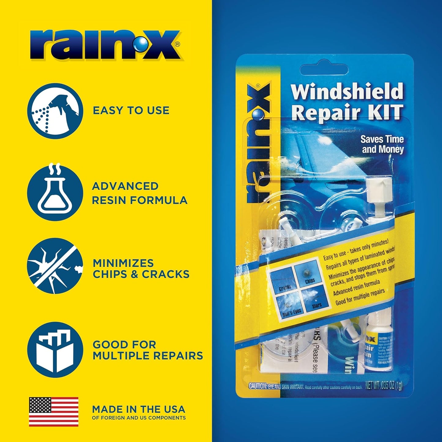 RainX Fix a Windshield Do it Yourself Windshield Repair Kit, for Chips, Cracks, Bulll's-Eyes and Stars