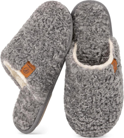 EverFoams Women's Fuzzy Slippers Warm Cozy Memory Foam Indoor House Shoes