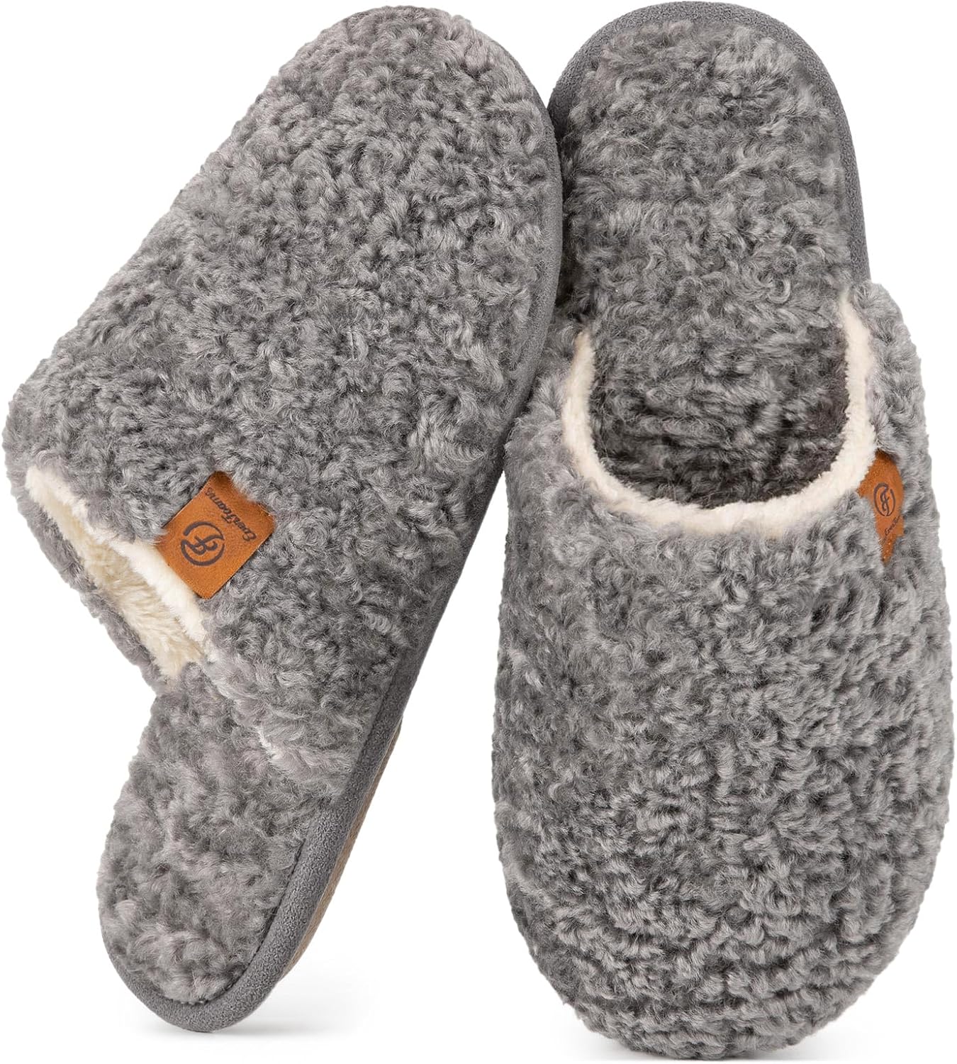 EverFoams Women's Fuzzy Slippers Warm Cozy Memory Foam Indoor House Shoes