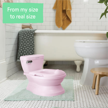 Ingenuity My Size Potty Pro 2-in-1 Potty Training Toilet, Floor Potty with Removable Potty Seat for Standard Toilets, Realistic Flushing Sound, for Toddlers Ages 18+ Months, Up to 50 lb