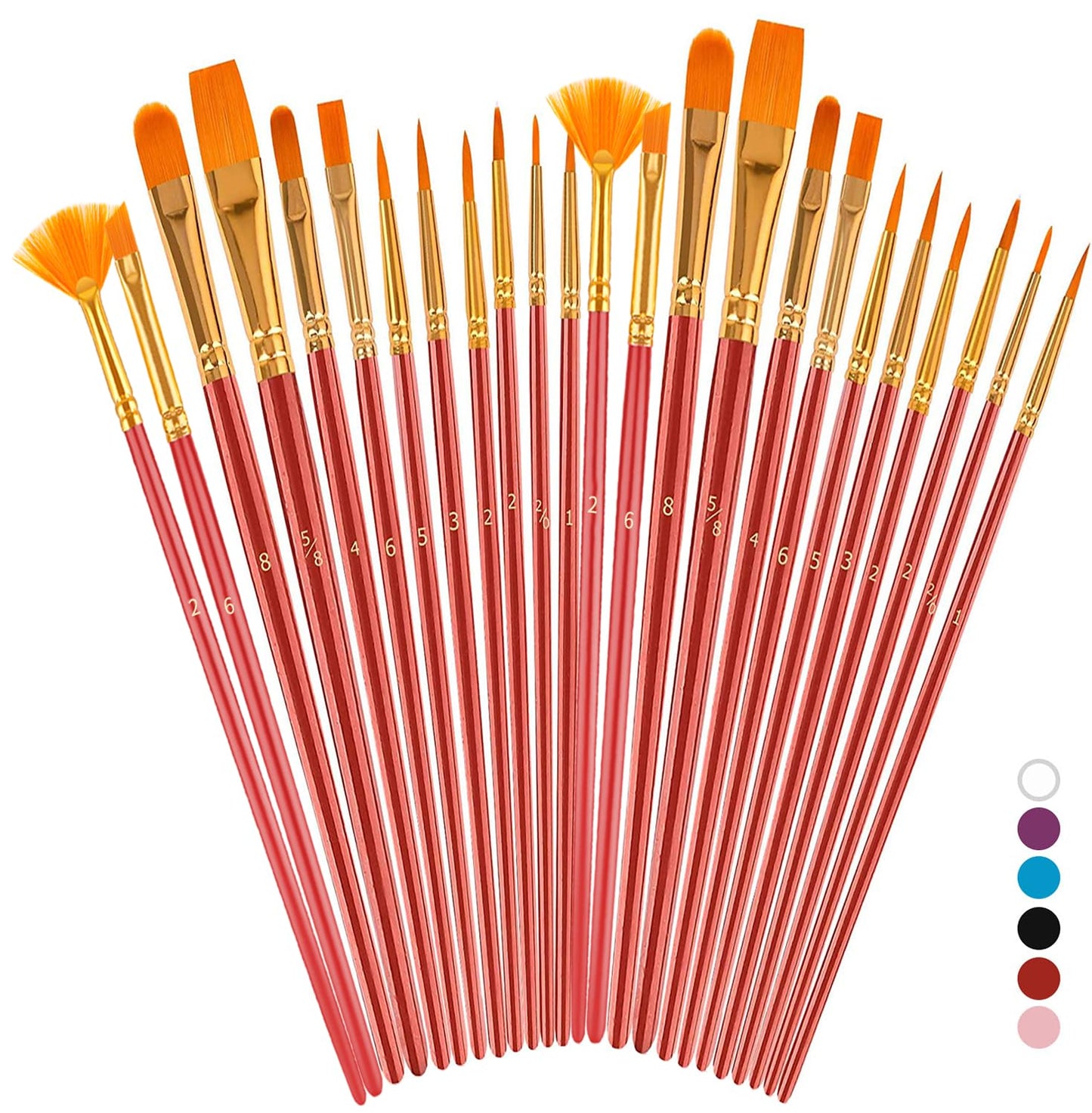 Soucolor Acrylic Paint Brushes Set, 20 Pcs Pointed Tip Artist Paintbrushes