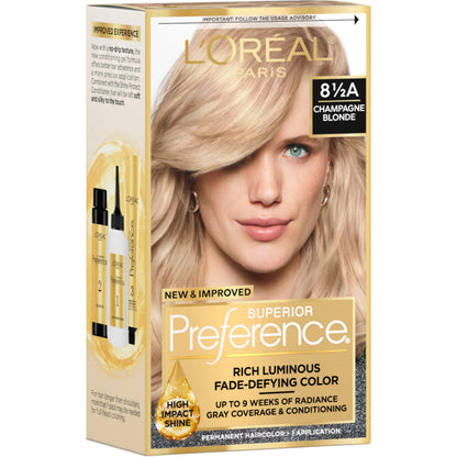 L'Oreal Paris Superior Preference Luminous Fade-Defying Permanent Hair Color, Hair Dye For Up to 9 Weeks of Radiance, Medium Brown 5, 1 Hair Dye Kit