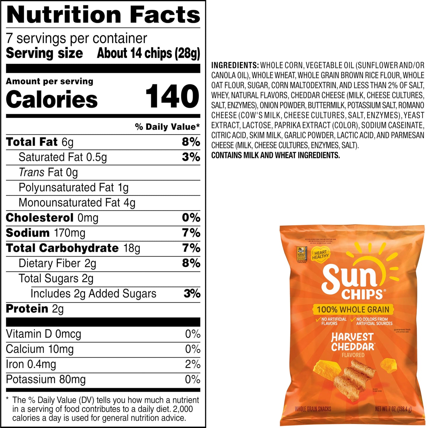 SunChips 100% Whole Grain Chips, Variety Pack, 1 oz Bags, Pack of 40, No Artificial Flavors, Colors
