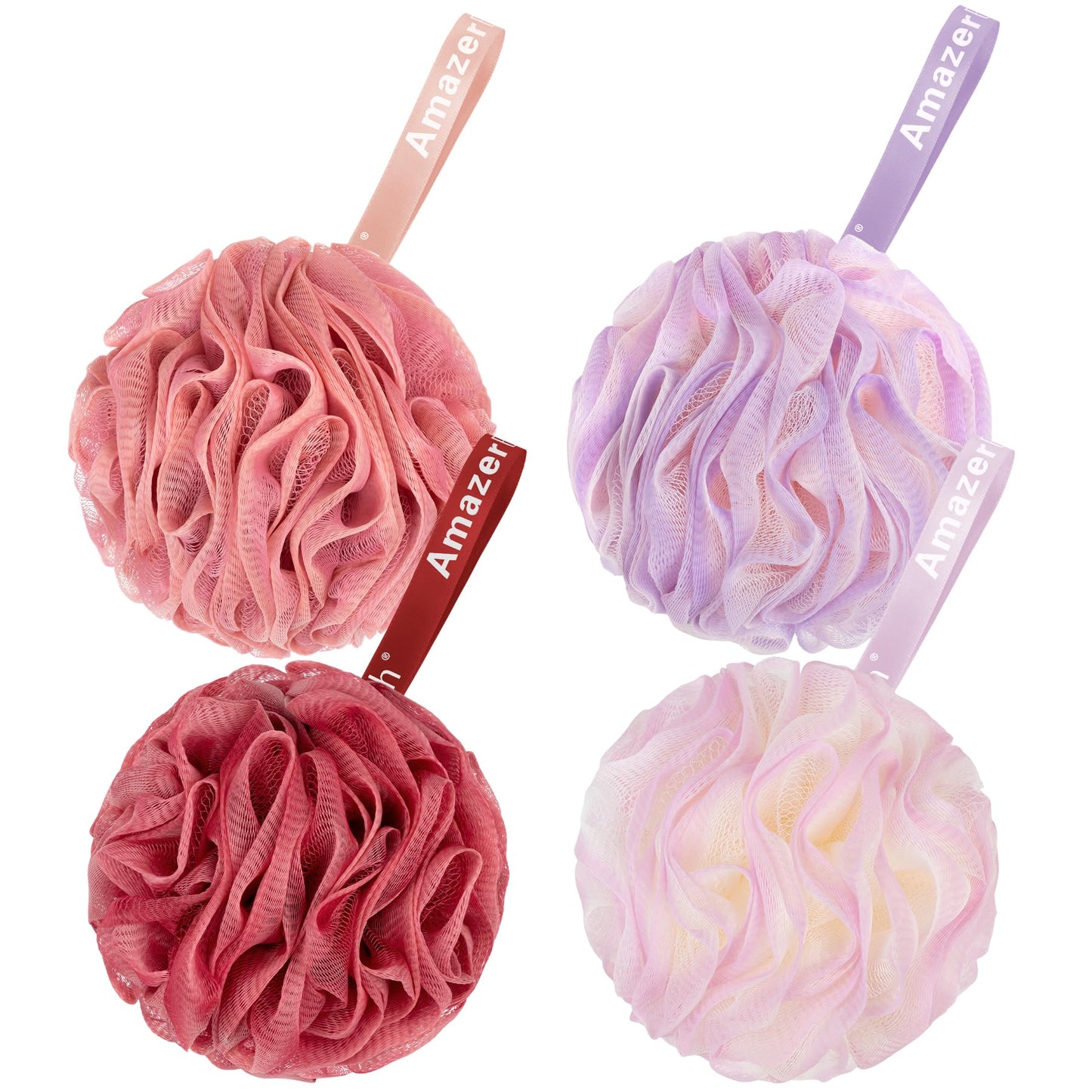 AmazerBath Loofah Sponge 75g/Piece, Loofah for Men Body Scrubber - Bath Sponge Loofa Set of 4 Black (Large)