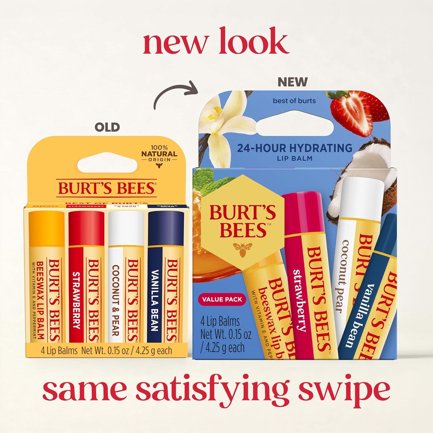 Burt's Bees Lip Balm, Pomegranate, 0.15 oz., 4 Tubes