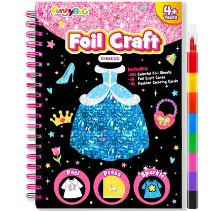 FUNNYB&G Foil Art Craft Kit for Kids, Sparkly Birthday Gift Toy for Boys