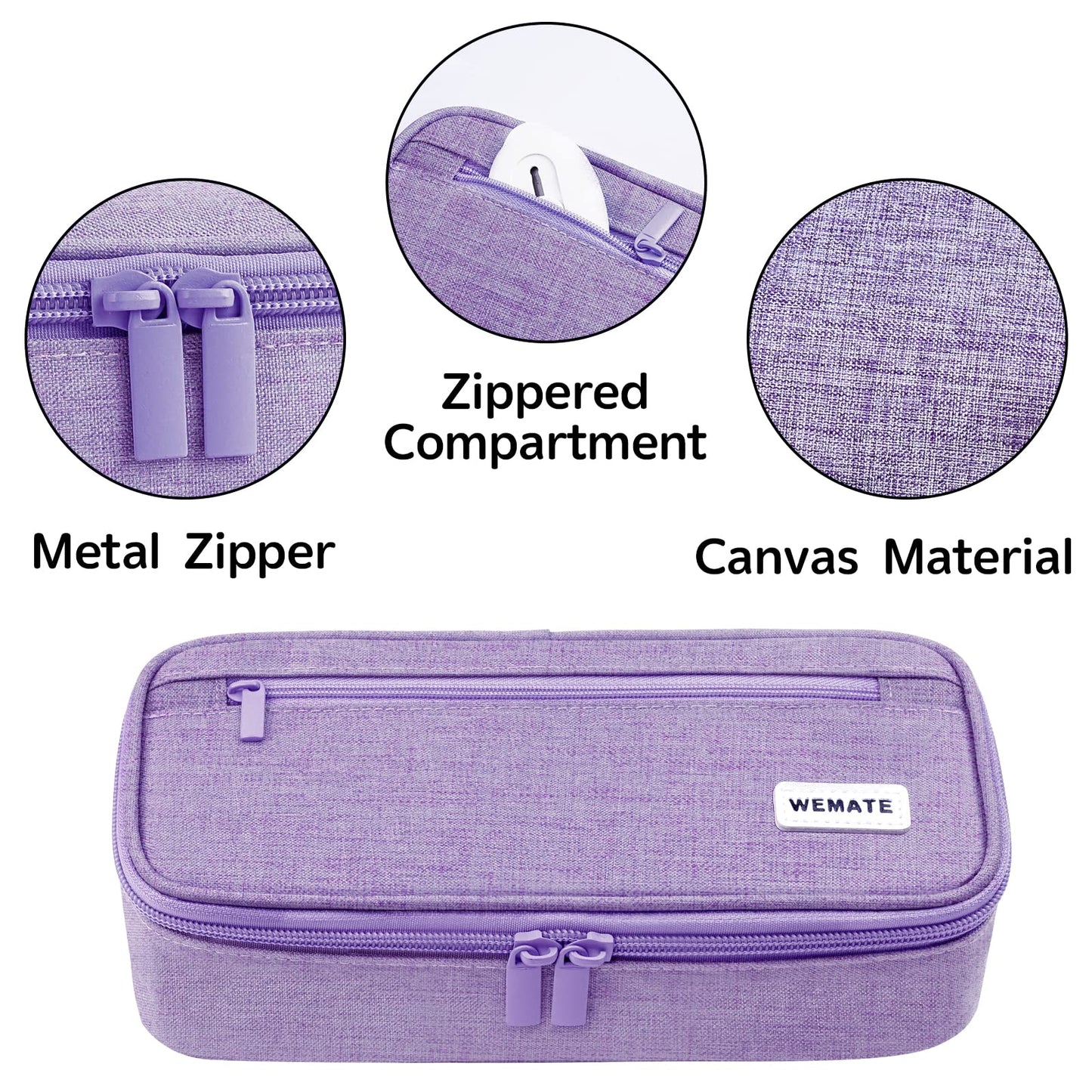WEMATE Pencil Case, Large Storage Organizer, Makeup Bag, Teacher Must - have, Big Pencil Pouch, Marker Case for College