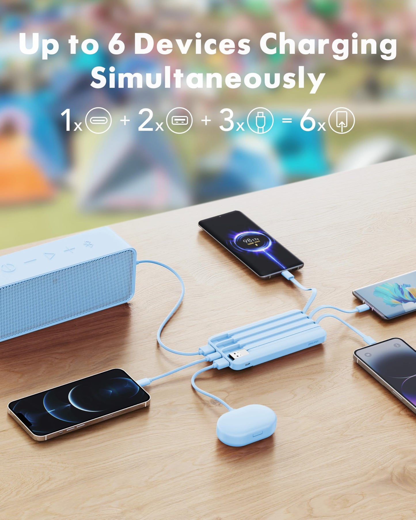 charmast Power Bank Portable Charger with Reinforced Built-in 4 Cables