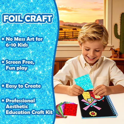 FUNNYB&G Foil Art Craft Kit for Kids, Sparkly Birthday Gift Toy for Boys