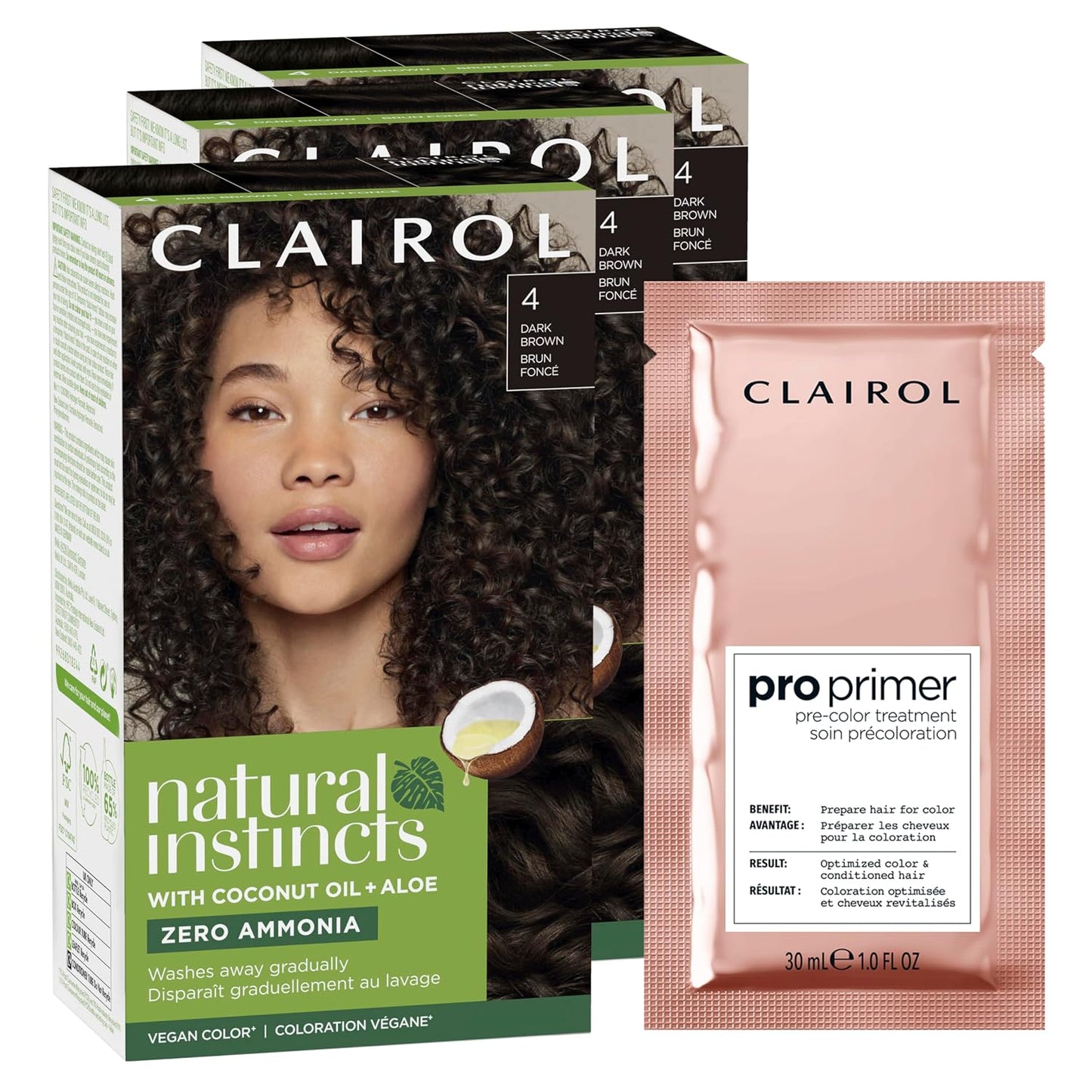 Clairol Natural Instincts Demi-Permanent Hair Dye, 4 Dark Brown | 1 Pack