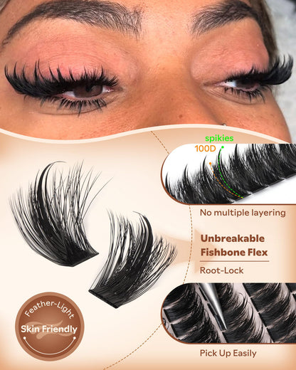 Goddvenus Pre-made Spikes Lash Clusters Wispy Manga Eyelash Clusters