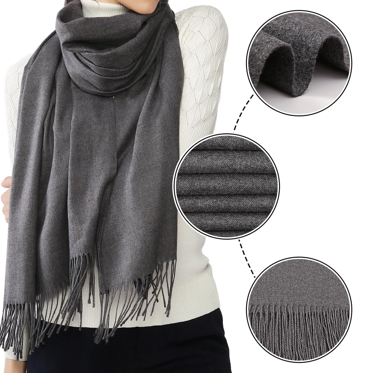 RIIQIICHY Women's Fringe Shawl Wrap Pashmina Scarf for Wedding Evening