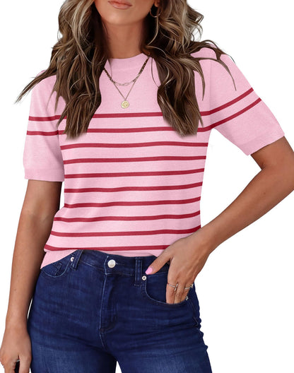 RUMIA Short Sleeve Sweater for Women Lightweight Business Casual Tops