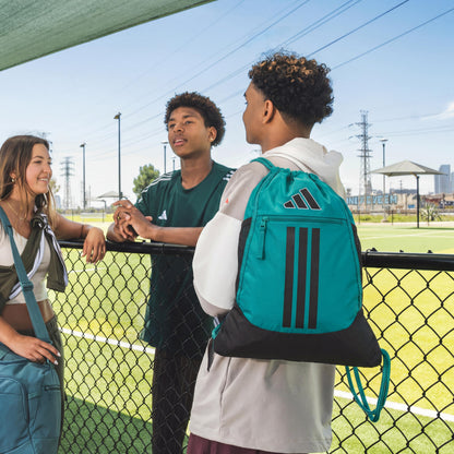 adidas Alliance Sackpack – Drawstring Backpack for Sports, Small Gym Bag, Preloved Teal Green/Black/3, OSFA