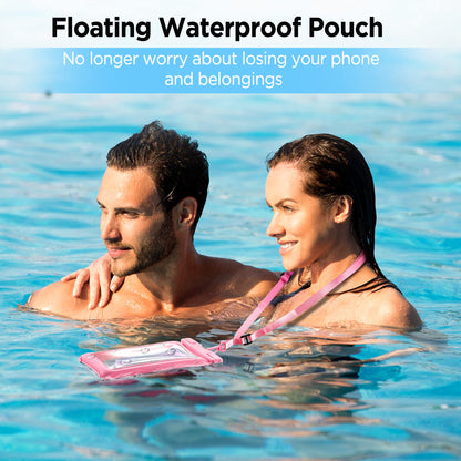 CACOE Floatable Waterproof Phone Pouch 2 Pack Up to 7.0",White+Blue