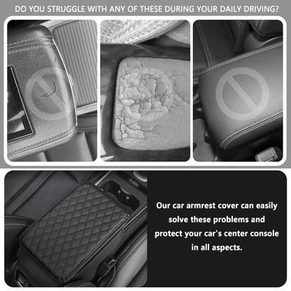 Stacool Upgraded Car Center Console Cover,Microfiber Leather Car Armrest Cover Cushion with 2 Storage Bags,Universal Car Armrest Storage Box (Black)