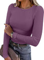 ANRABESS Women Long Sleeve Shirts Ribbed Fitted Tops