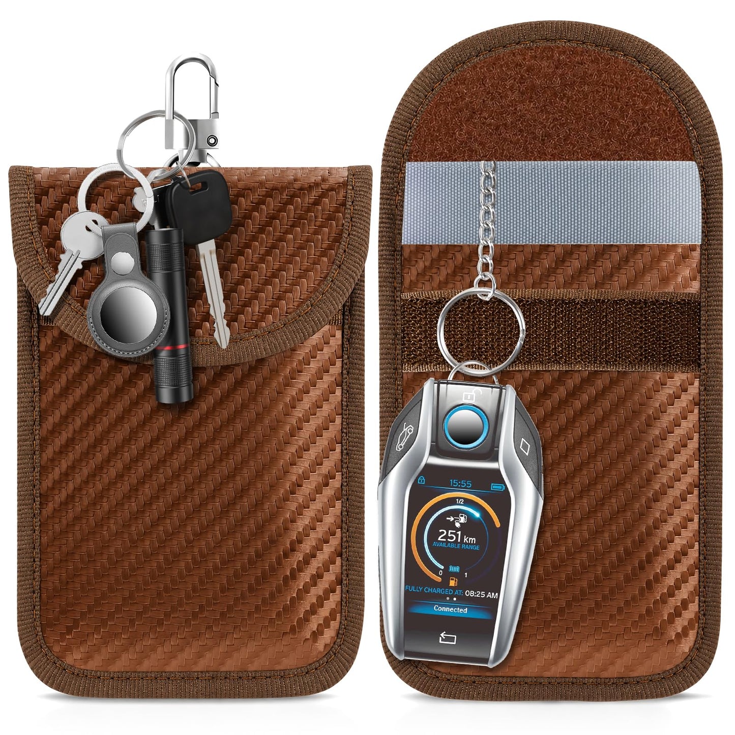 Faraday Pouch for Car Keys, Faraday Bag, Car RFID Signal Blocking Holder, Key Fob Protector, Key fob cage Block Signal Anti-Theft Fob Case Red,M