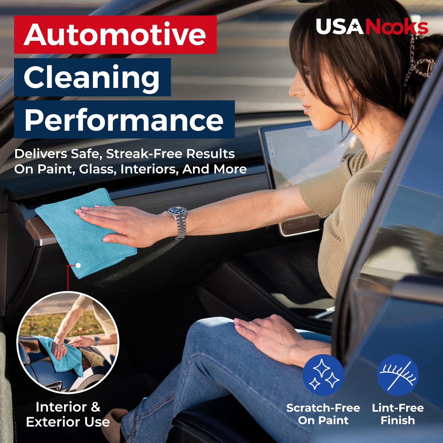 USANOOKS Microfiber Cleaning Cloth Grey - 12 Pcs (12.5"x12.5") - High Performance - 1200 Washes, Ultra Absorbent Microfiber Towel Weave Grime & Liquid for Streak-Free Mirror Shine - Car Washing Cloth